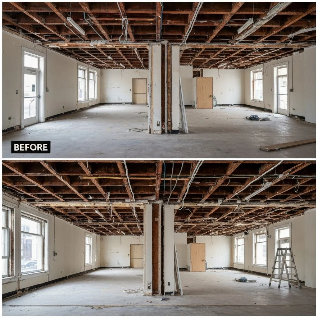 Commercial interior before renovation